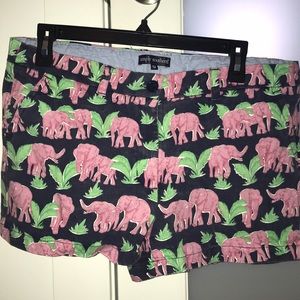 Simply Southern navy shorts with pink elephants